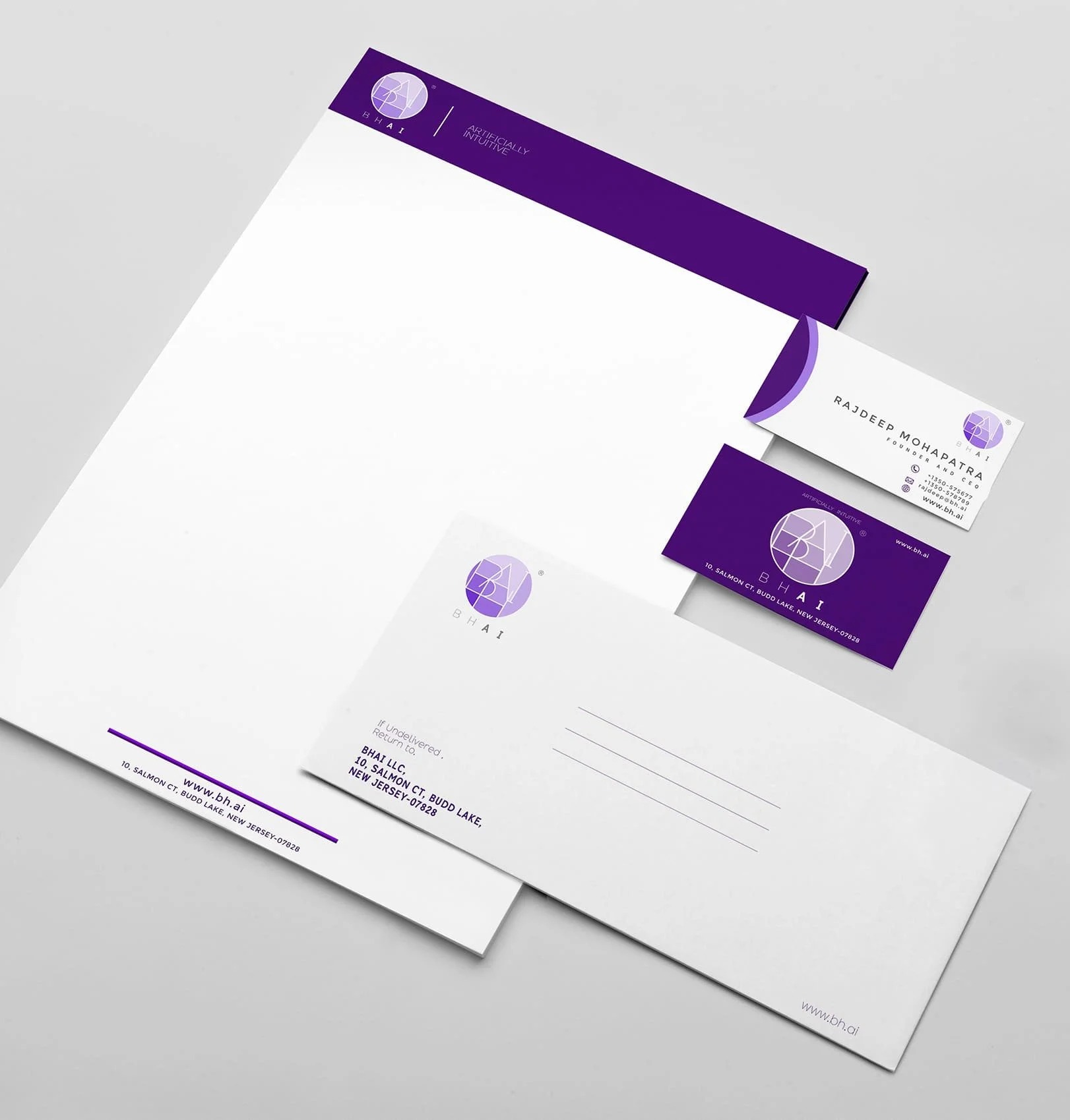 Brand Stationery Design | BH.AI LLC | New Jersey, USA