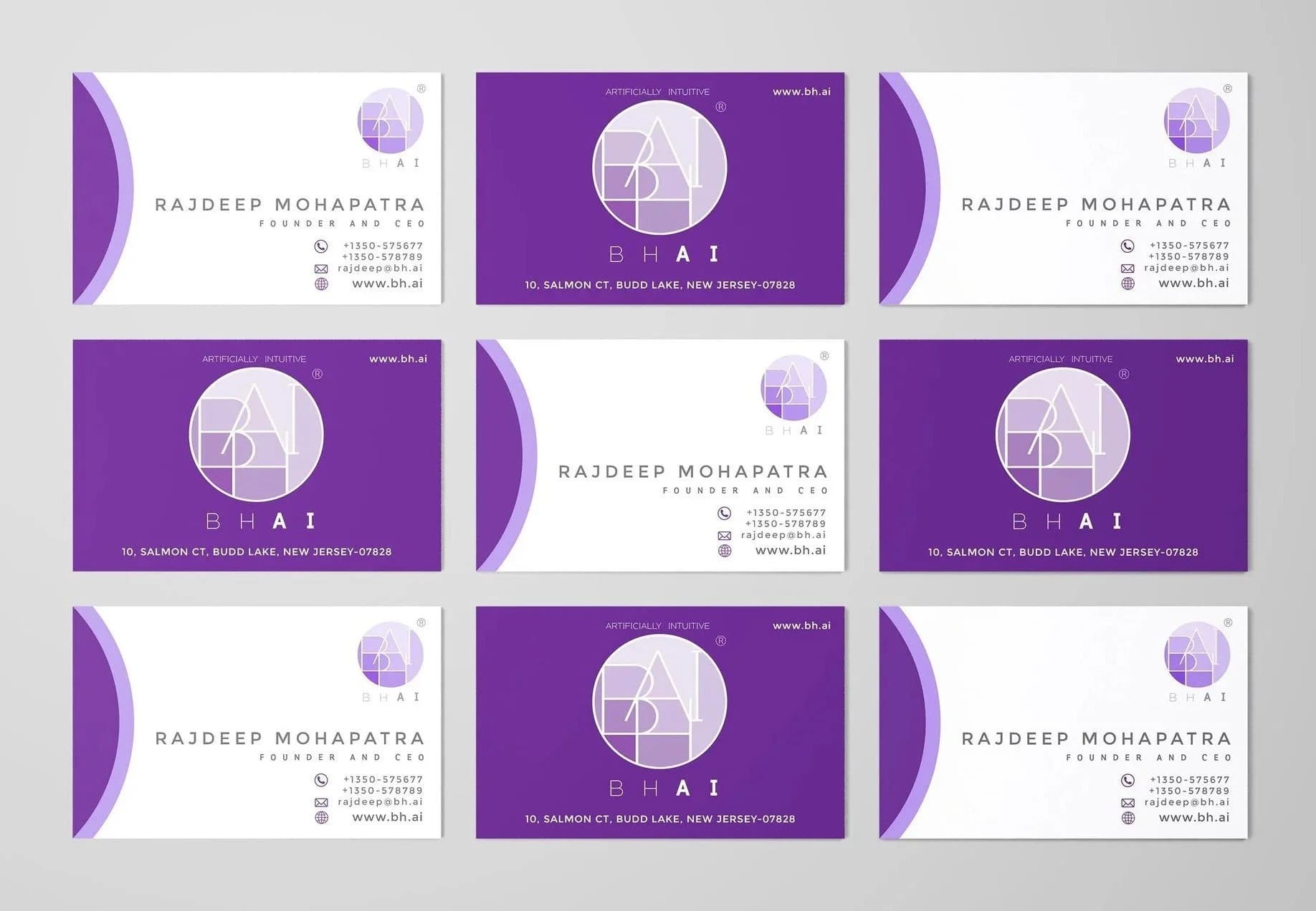 Visiting Card Design | BH.AI LLC | New Jersey, USA