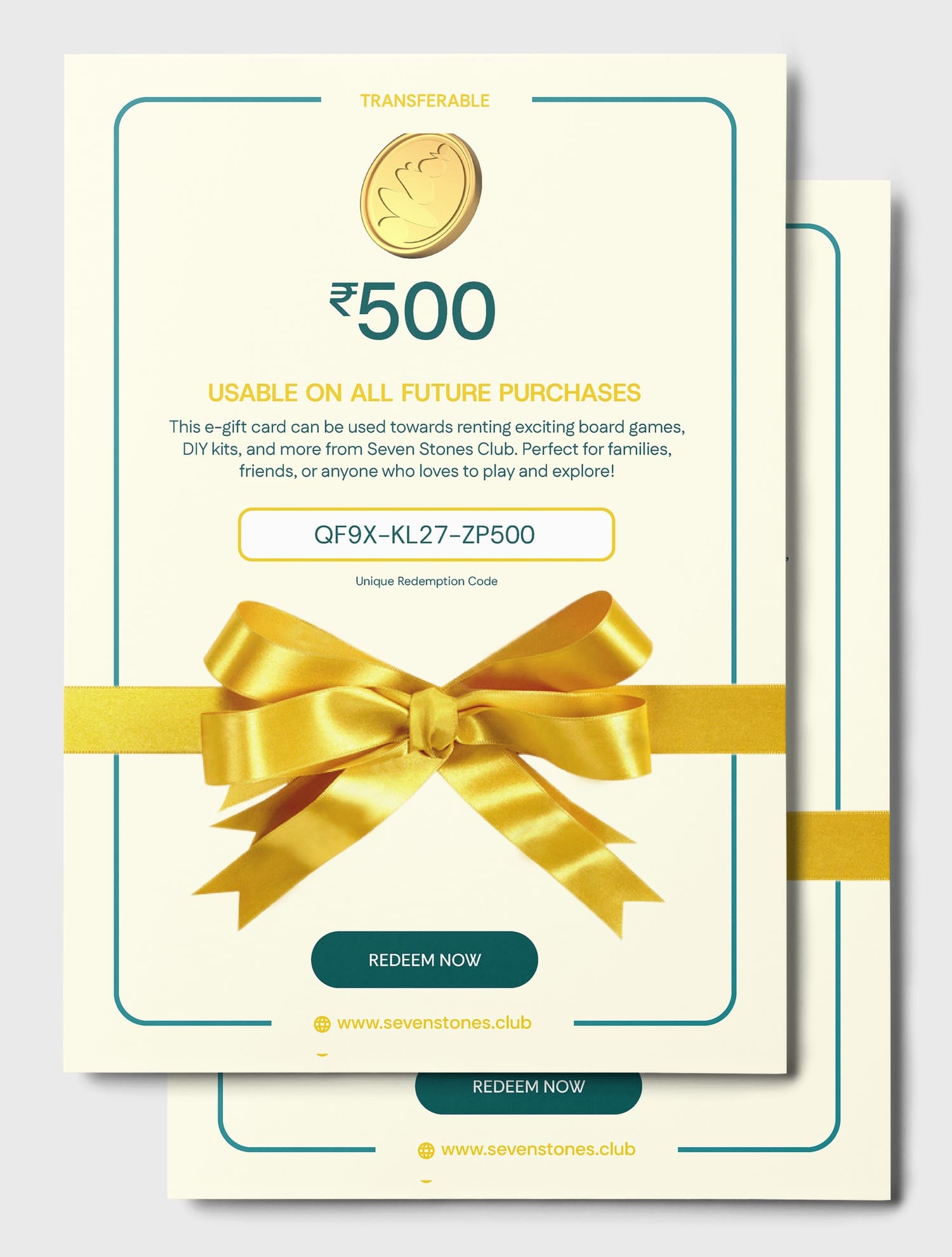 Gift Card Design | Seven Stones Club | Hyderabad, India